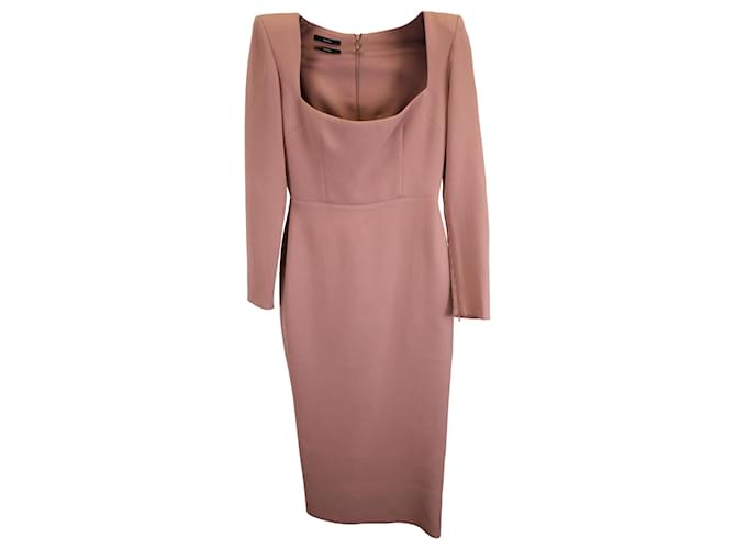 Autre Marque  Alex Perry  Carey Midi Stretch-Crepe Dress in Rose Polyester Brown Pink  ref.1631619