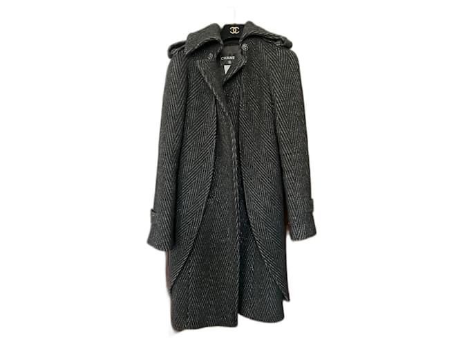 Chanel coat Dark grey Wool  ref.1631728