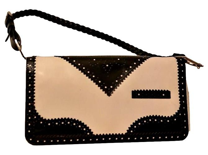 Bolsa Christian Dior Trick em Couro Preto e Branco