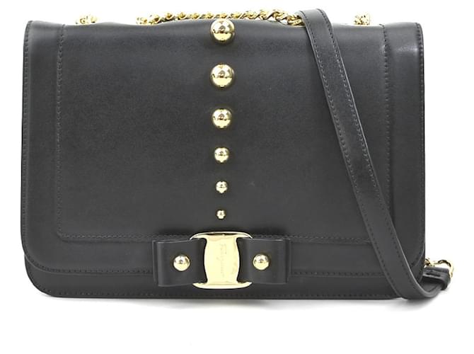 Salvatore Ferragamo Black Leather Shoulder Bag ref.1632131 Joli Closet