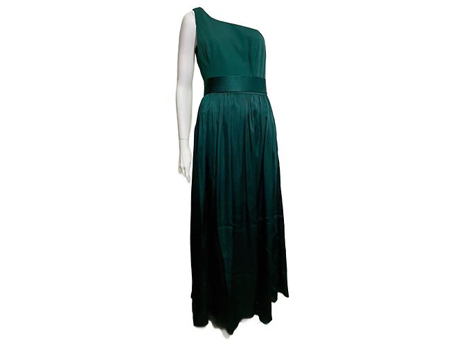 Vera Wang Emeraudegrünes Abendkleid mit einem Schulterträger Dunkelgrün