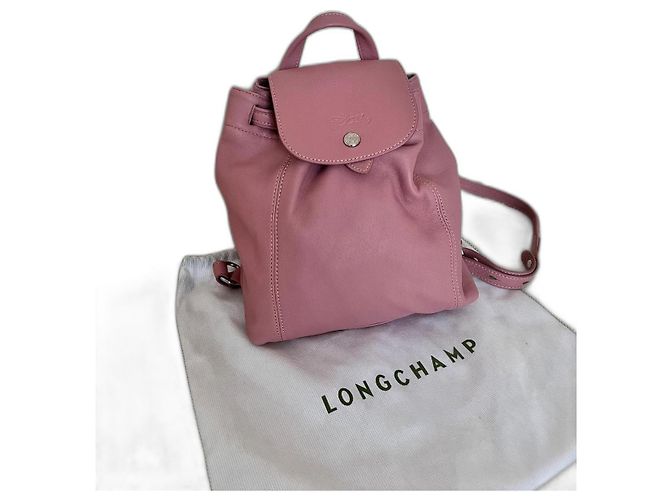Pliage Longchamp XS leather folding backpack Pink