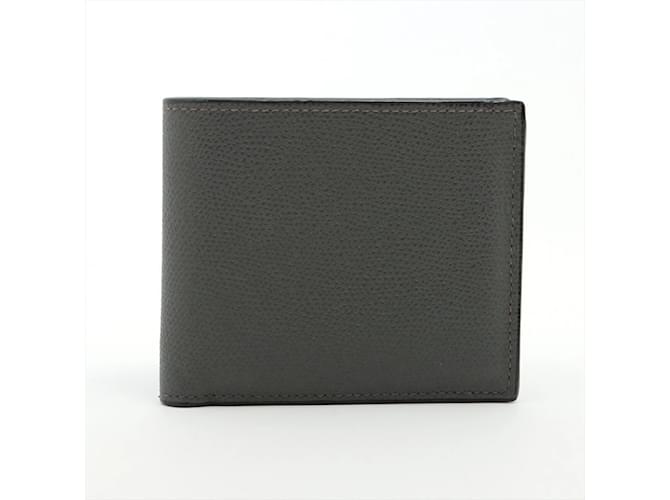 Valextra Gray Leather Bi-fold Wallet Brown  ref.1632765