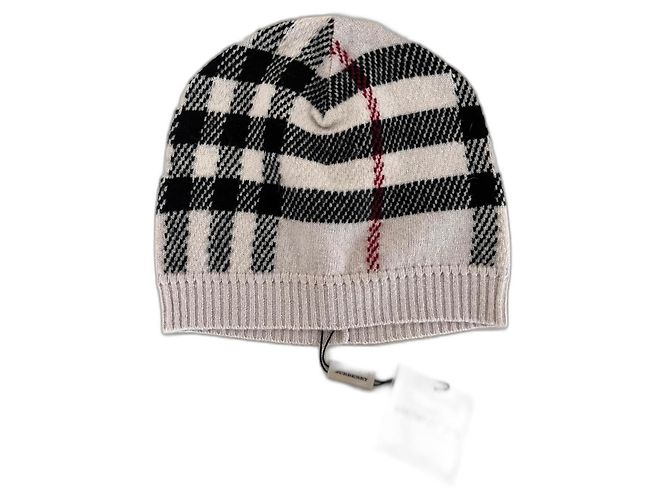 Burberry check unisex beanie Black Red Beige