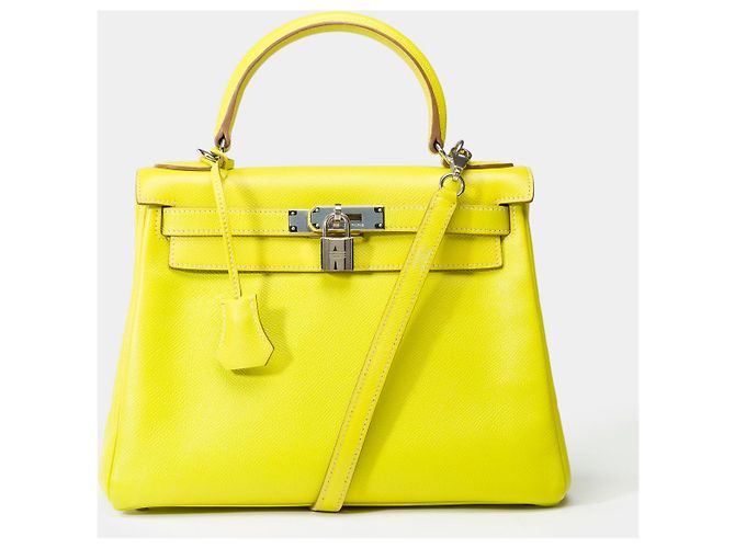 Hermès HERMES Kelly 28 Tasche aus Gelbem Leder - 102114