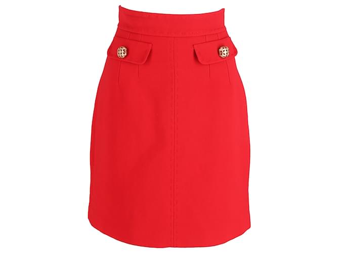 Dolce Gabbana Button Detail Skirt in Red Wool ref.1633008 Joli Closet