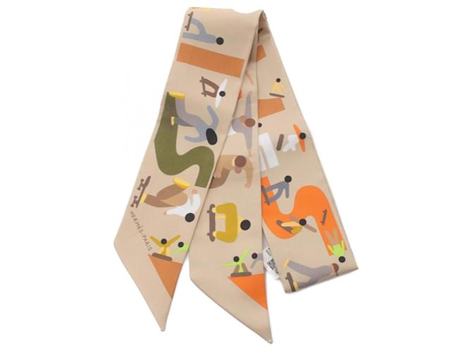 Hermès Hermes Twilly Figures Libres Scarf Multiple colors Beige Silk  ref.1633210