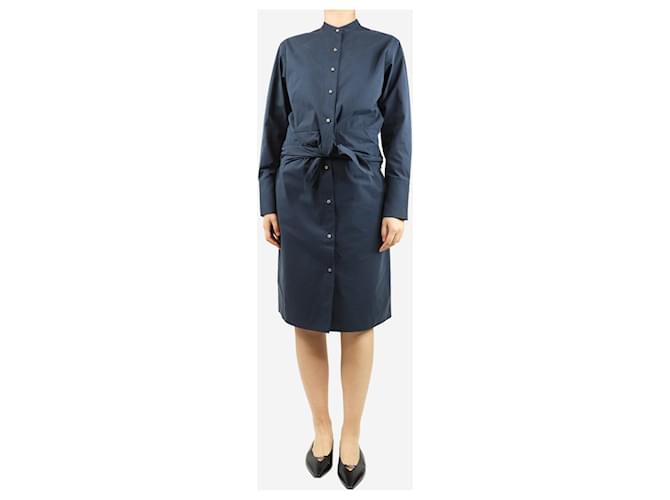 Autre Marque Navy blue twist-tie midi shirt dress - size S Cotton  ref.1633744