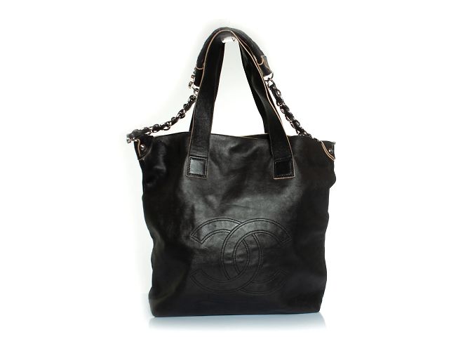 Chanel, Deca coco 2-Wege Tote Tasche aus schwarzem Leder