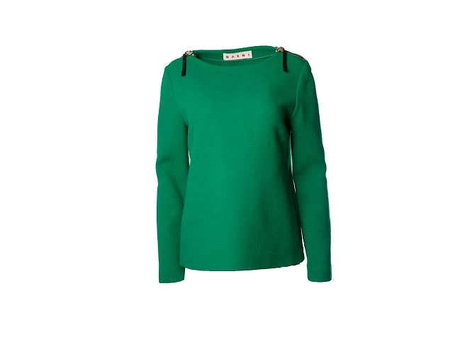 Marni, top de lana verde con cremalleras