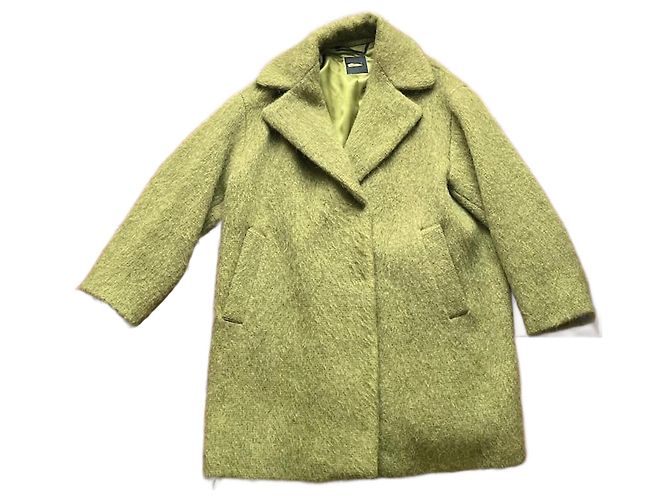 Max Mara Green Wool and Mohair Long Coat Olive green Light green