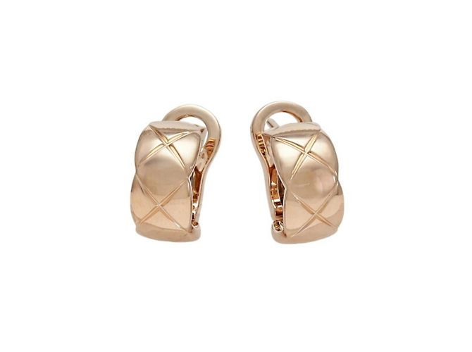 Pendientes de aro en oro beige K18BG Chanel Coco Crush