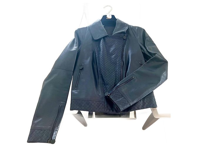 CHANEL leather jacket Navy blue