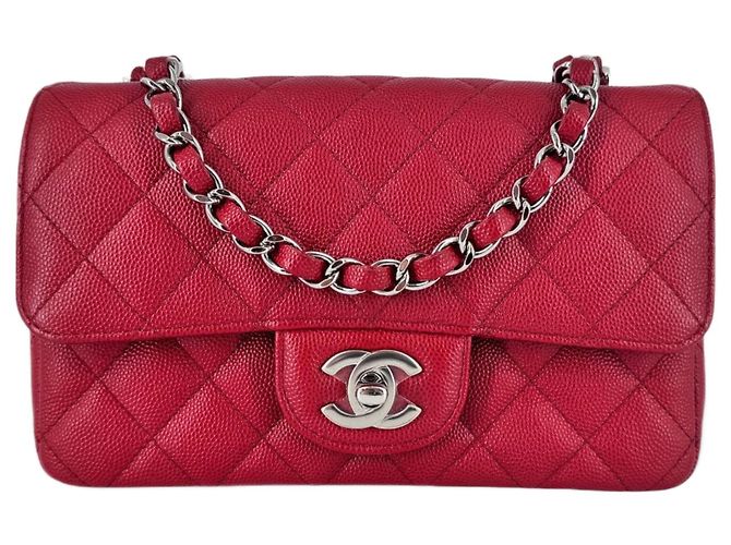 CHANEL timeless classic rectangular caviar red