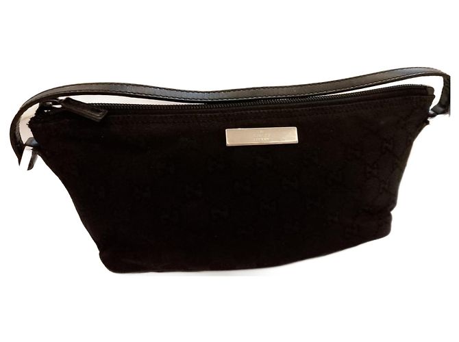 Marmont Gucci Mini Baguette Clutch Schwarzes Monogramm Canvas