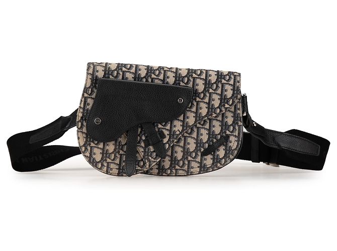 Dior Blue Oblique Canvas Saddle Messenger Bag Navy blue