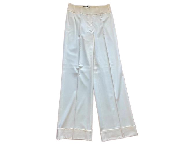 Calças largas de lã cor marfim Blue Les Copains Branco Fora de branco