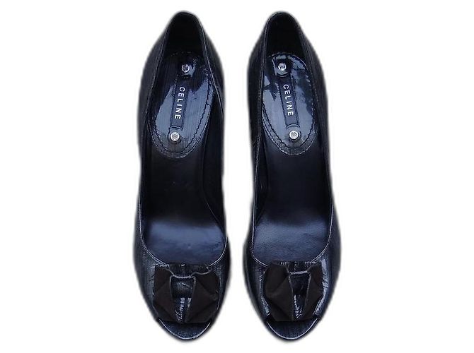 Céline Grey Patent Leather Pumps 38 FR