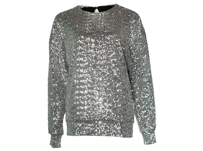 Isabel Marant, glitzerndes Langarmoberteil Silber