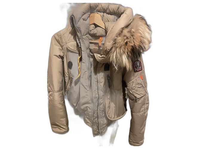 Parajumpers Down Jacket Beige Rabbit Fur Size 36