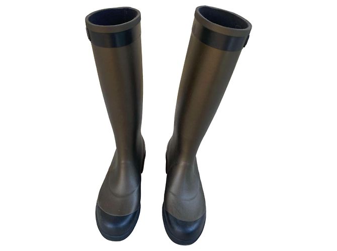 Chanel Rubber Boots Khaki Size 40
