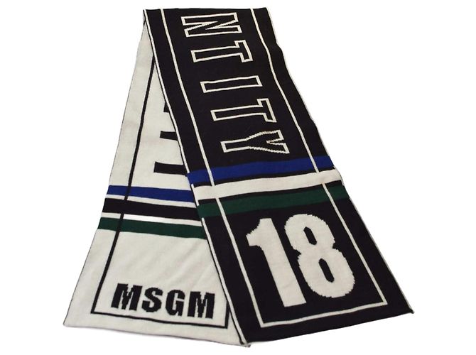 Msgm Doppelseitiger Strickschal Schwarz Weiß Mehrfarben 