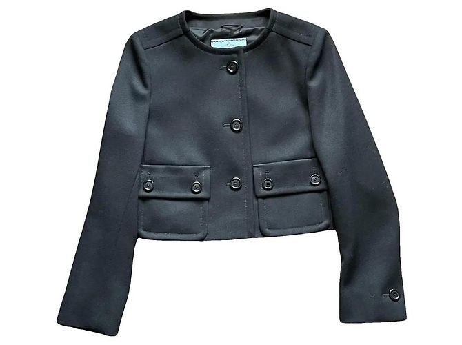 Chaqueta Prada Cavalry Twill de lana negra Negro