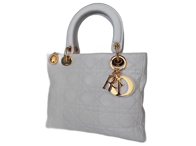Lady Dior Medium White Leather  ref.1638284