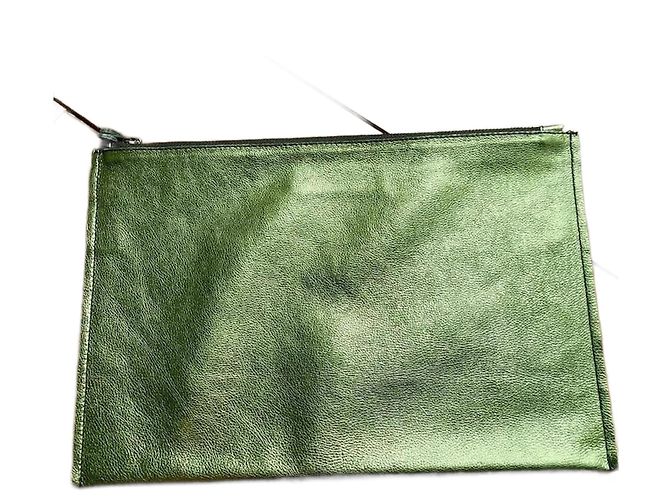 Clutch XL de cuero iridiscente verde Stéphane Verdino Metálico