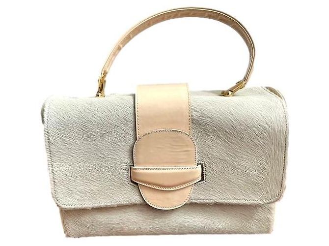 Bolsa Philippe Model Cubical em couro branco e creme Fora de branco
