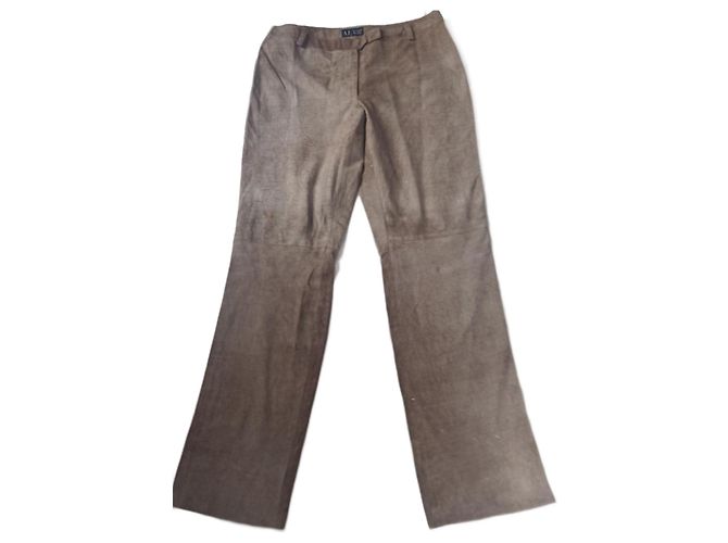 Armani Jeans Wildlederhose beige weit geschnittene Passform