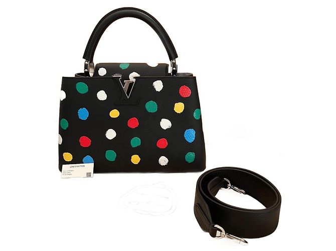 Capucines Bolsa de couro Louis Vuitton x Yayoi Kusama Multicor