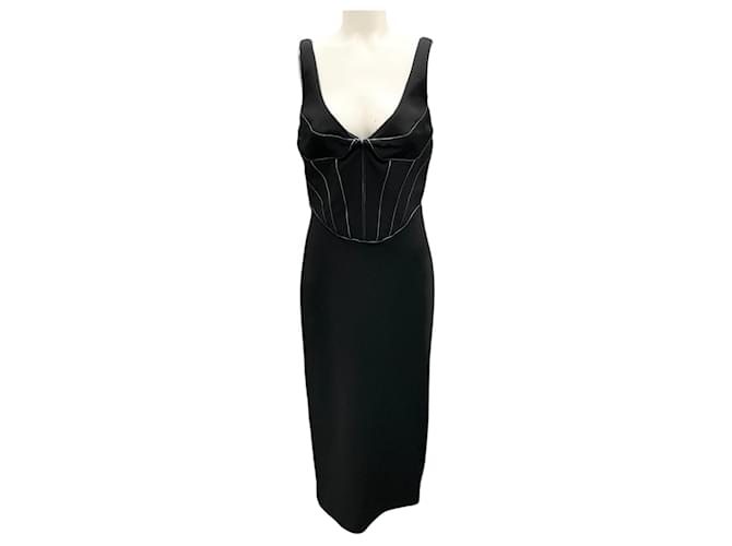 Autre Marque Et Ochs Black Valerie Corset Midi Dress Viscose  ref.1638868