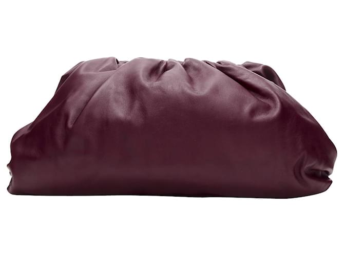 BOTTEGA VENETA The Pouch burgundy red soft lambskin leather clutch