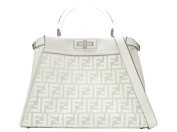 Rare Fendi 2019 Limited Peekaboo Ff Zucca Clear Pvc Monogram Perspex Handle Bag White Plastic ref.1639327 Joli Closet