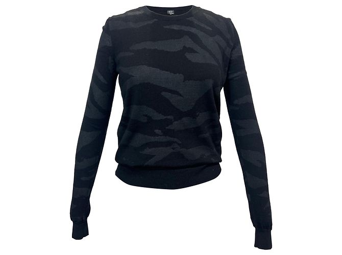 Suéter de lã preto com gola redonda impressa MCQ de Alexander McQueen