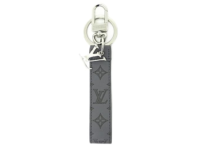 Louis Vuitton Dragonne LV Shape Key Holder Bag Charm Ring Brown Silvery Leather Metal  ref.1639800