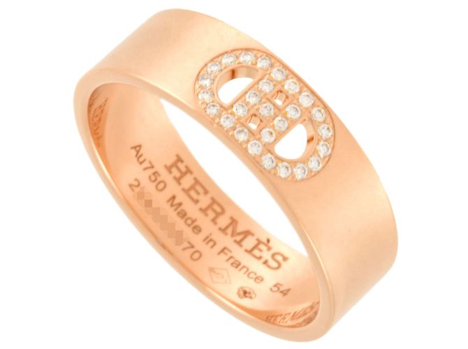 Hermès Hermes H. d'Ancre PM Ring in Pink Gold with Diamond