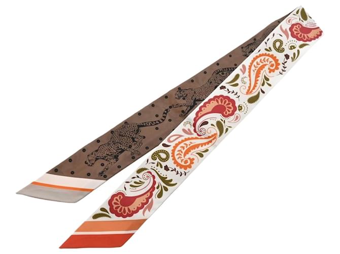 Hermès Foulard Bandana Guepards Twilly Hermes Soie  ref.1640586