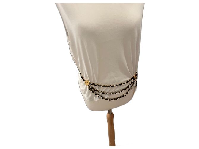 Chanel Cambon Gürtel Gold/Leder Jahr 1984. Golden