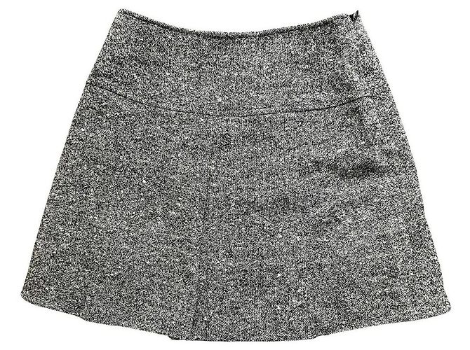Autre Marque Mini Saia Plissada de Lã Cinza Caractère