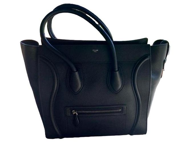 Borsa Céline Mini Luggage in pelle nera Nero