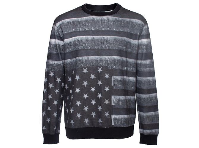 Givenchy Rundhalspullover mit amerikanischer Flagge Grau 