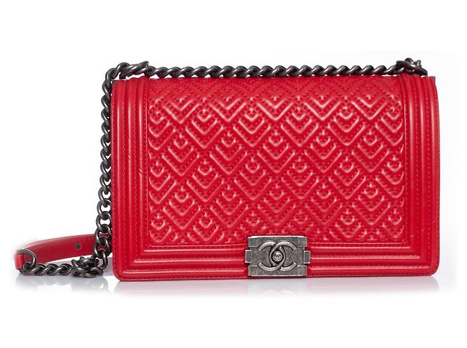 Le Boy Bolsa Boy média acolchoada vermelha da Chanel Vermelho