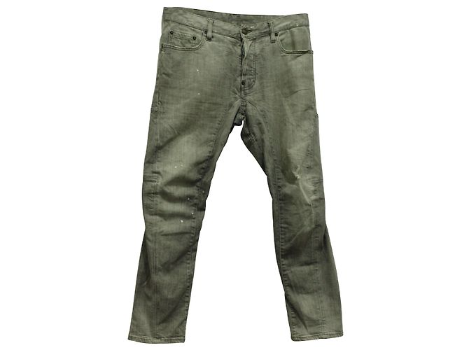 Jeans biker de denim de algodón gris con efecto desgastado de Dsquared2