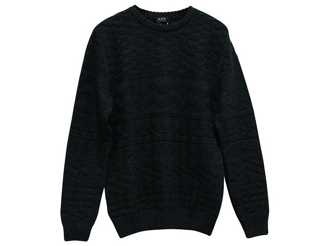 Autre Marque APC Jacquard Tonal Pullover aus grauer Wolle