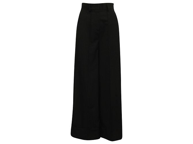 MSGM Weite Beinformte Hose aus schwarzem Polyester