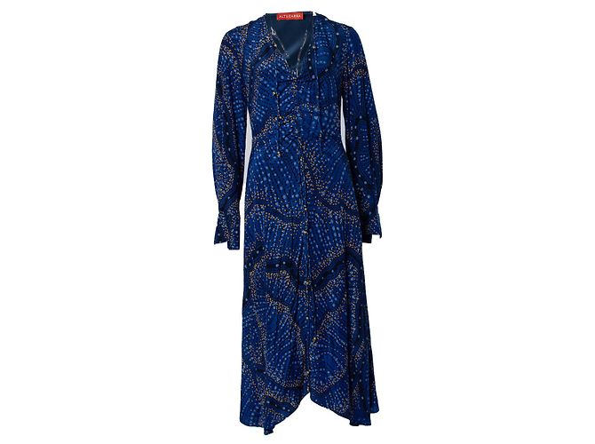 Vestido maxi azul Altuzarra com estampa de bolinhas