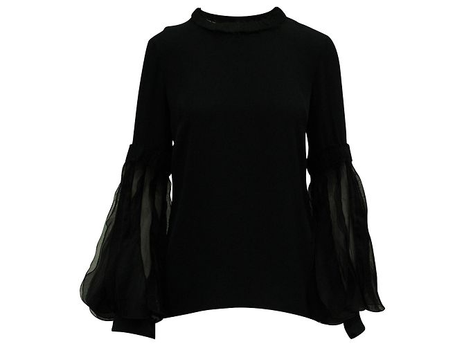 Bluse mit Glockenärmeln aus schwarzer Seide Andrew Gn