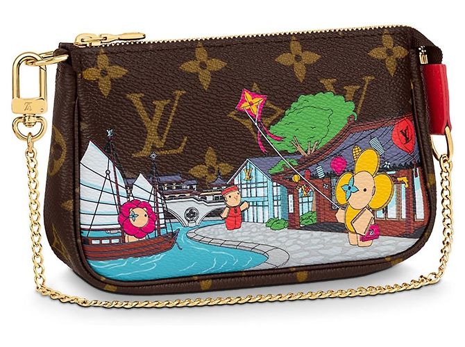 LOUIS VUITTON Mini Pochette Acessórios nova Marrom